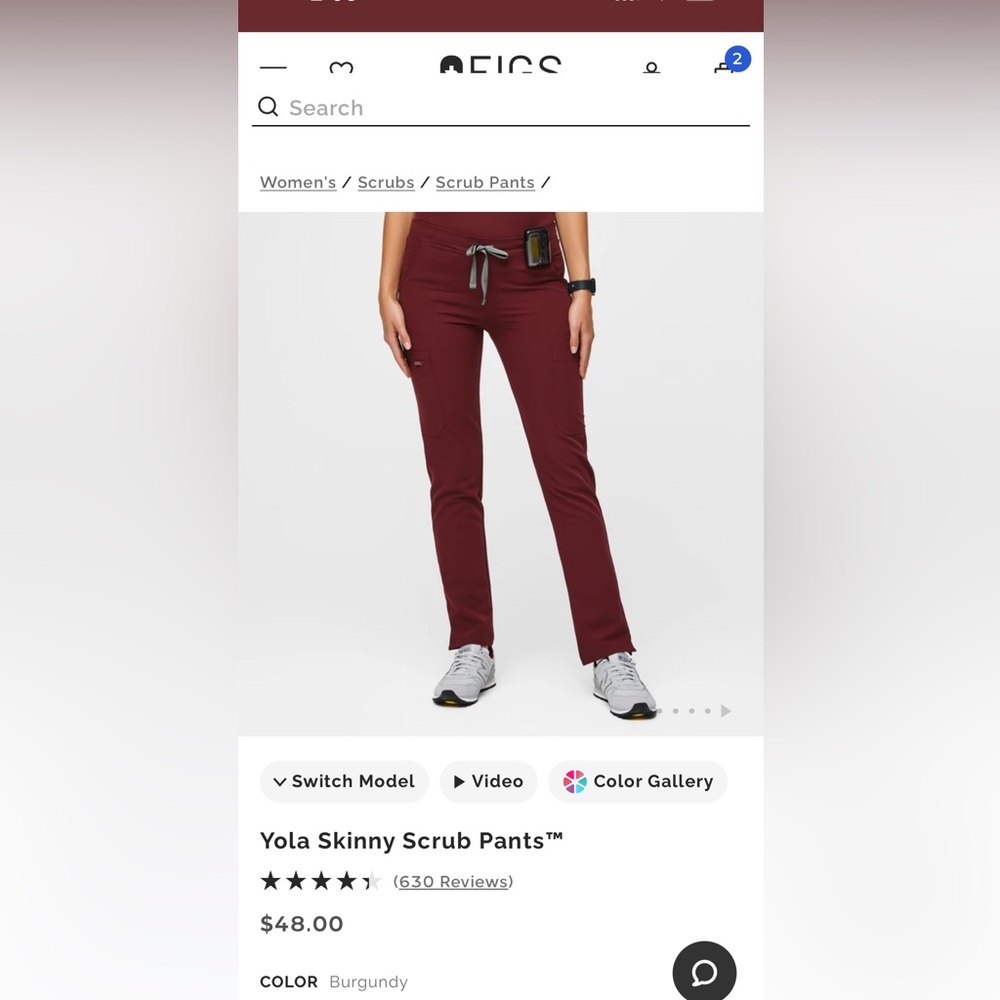 Figs Women Burgundy Skinny Scrubs